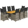 Image de vidaXL - 9-delige - Bistroset - met - kussens - poly - rattan - grijs