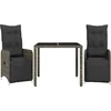 Image de vidaXL - 3-delige - Bistroset - met - kussens - poly - rattan - grijs