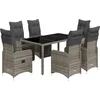 Image de vidaXL - 7-delige - Bistroset - met - kussens - poly - rattan - grijs