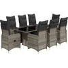 Image de vidaXL - 9-delige - Bistroset - met - kussens - poly - rattan - grijs