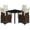 Image de vidaXL - 5-delige - Bistroset - met - kussens - poly - rattan - bruin