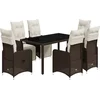 Image de vidaXL - 7-delige - Bistroset - met - kussens - poly - rattan - bruin