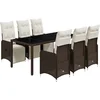 Image de vidaXL - 7-delige - Bistroset - met - kussens - poly - rattan - bruin