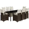 Image de vidaXL - 9-delige - Bistroset - met - kussens - poly - rattan - bruin