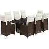 Image de vidaXL - 9-delige - Bistroset - met - kussens - poly - rattan - bruin