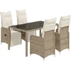Image de vidaXL - 5-delige - Bistroset - met - kussens - poly - rattan - bruin