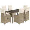 Image de vidaXL - 7-delige - Bistroset - met - kussens - poly - rattan - bruin