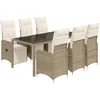 Image de vidaXL - 7-delige - Bistroset - met - kussens - poly - rattan - bruin