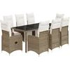 Image de vidaXL - 9-delige - Bistroset - met - kussens - poly - rattan - bruin