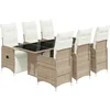 Image de vidaXL - 7-delige - Bistroset - met - kussens - poly - rattan - bruin