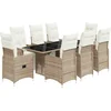 Image de vidaXL - 9-delige - Bistroset - met - kussens - poly - rattan - bruin