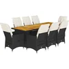 Image de vidaXL - 9-delige - Bistroset - met - kussens - poly - rattan - zwart
