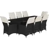 Image de vidaXL - 9-delige - Bistroset - met - kussens - poly - rattan - zwart