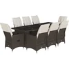 Image de vidaXL - 9-delige - Bistroset - met - kussens - poly - rattan - bruin