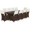 Image de vidaXL - 11-delige - Bistroset - met - kussens - poly - rattan - bruin