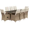 Image de vidaXL - 9-delige - Bistroset - met - kussens - poly - rattan - beige