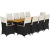 Image de vidaXL - 11-delige - Bistroset - met - kussens - poly - rattan - zwart