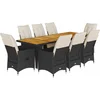 Image de vidaXL - 9-delige - Bistroset - met - kussens - poly - rattan - zwart