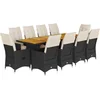 Image de vidaXL - 11-delige - Bistroset - met - kussens - poly - rattan - zwart