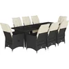 Image de vidaXL - 9-delige - Bistroset - met - kussens - poly - rattan - zwart