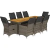 Image de vidaXL - 9-delige - Bistroset - met - kussens - poly - rattan - grijs