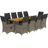 Image de vidaXL - 11-delige - Bistroset - met - kussens - poly - rattan - grijs