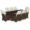 Image de vidaXL - 9-delige - Bistroset - met - kussens - poly - rattan - bruin