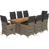 Image de vidaXL - 9-delige - Bistroset - met - kussens - poly - rattan - grijs