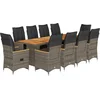 Image de vidaXL - 11-delige - Bistroset - met - kussens - poly - rattan - grijs