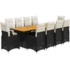 Image de vidaXL - 11-delige - Bistroset - met - kussens - poly - rattan - zwart