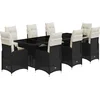 Image de vidaXL - 9-delige - Bistroset - met - kussens - poly - rattan - zwart