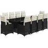 Image de vidaXL - 11-delige - Bistroset - met - kussens - poly - rattan - zwart