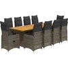 Image de vidaXL - 11-delige - Bistroset - met - kussens - poly - rattan - grijs