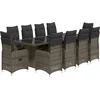 Image de vidaXL - 11-delige - Bistroset - met - kussens - poly - rattan - grijs