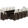 Image de vidaXL - 11-delige - Bistroset - met - kussens - poly - rattan - bruin