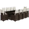 Image de vidaXL - 11-delige - Bistroset - met - kussens - poly - rattan - bruin
