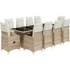 Image de vidaXL - 11-delige - Bistroset - met - kussens - poly - rattan - beige
