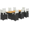 Image de vidaXL - 9-delige - Bistroset - met - kussens - poly - rattan - zwart