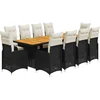 Image de vidaXL - 11-delige - Bistroset - met - kussens - poly - rattan - zwart