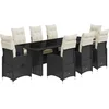 Image de vidaXL - 9-delige - Bistroset - met - kussens - poly - rattan - zwart