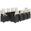 Image de vidaXL - 11-delige - Bistroset - met - kussens - poly - rattan - zwart