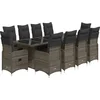 Image de vidaXL - 11-delige - Bistroset - met - kussens - poly - rattan - grijs