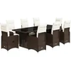 Image de vidaXL - 9-delige - Bistroset - met - kussens - poly - rattan - bruin