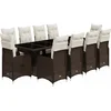 Image de vidaXL - 11-delige - Bistroset - met - kussens - poly - rattan - bruin