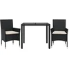 Image de vidaXL - 3-delige - Tuinset - met - kussens - poly - rattan - en - glas - zwart