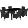 Image de vidaXL - 7-delige - Tuinset - met - kussens - poly - rattan - en - acaciahout - zwart