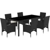 Image de vidaXL - 7-delige - Tuinset - met - kussens - poly - rattan - en - acaciahout - zwart