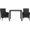 Image de vidaXL - 3-delige - Tuinset - met - kussens - poly - rattan - en - glas - zwart