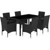 Image de vidaXL - 7-delige - Tuinset - met - kussens - poly - rattan - en - acaciahout - zwart