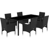 Image de vidaXL - 7-delige - Tuinset - met - kussens - poly - rattan - en - acaciahout - zwart
